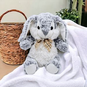 Homerbest Bunny Rabbit Plush Easter Grey White  Sitting Stuffed Animal Toy 10”